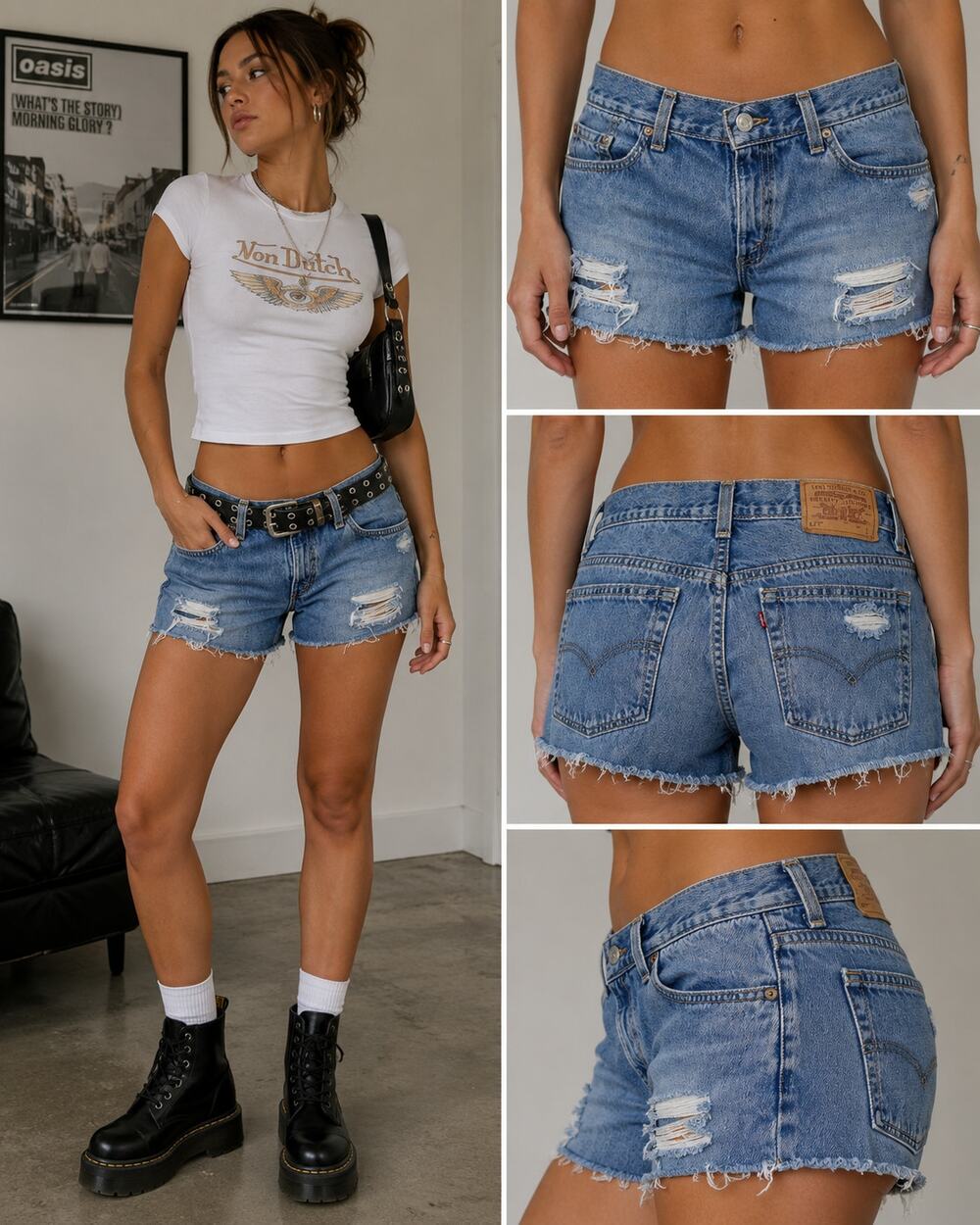Levi’s 577 Denim Cutoff Shorts Women’s 12 Distressed Low Rise Y2K Raw Hem